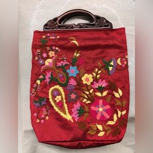embroidered hand bag